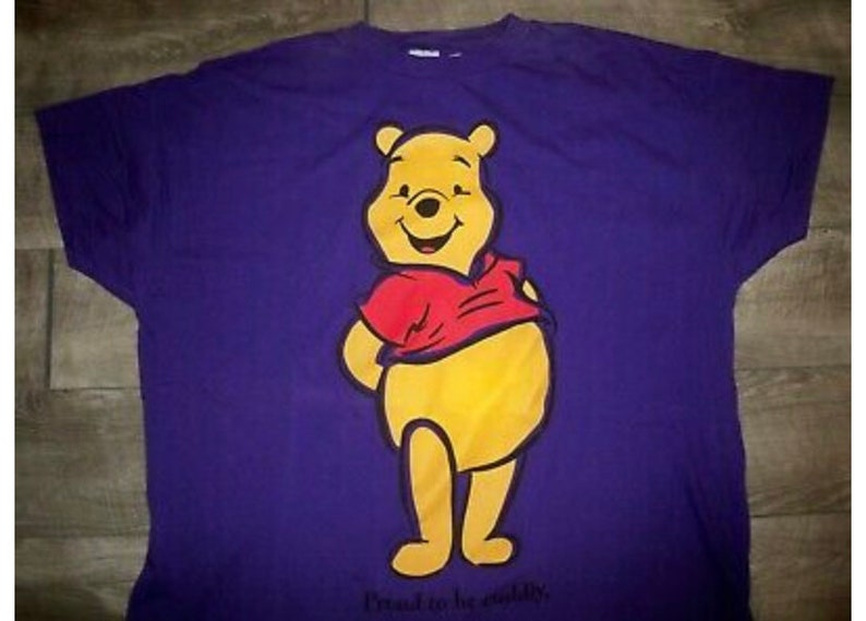 Vintage 1990s Winnie The Pooh HUGE Purple Print T Shirt Tee Adult Size XL Xlarge image 2