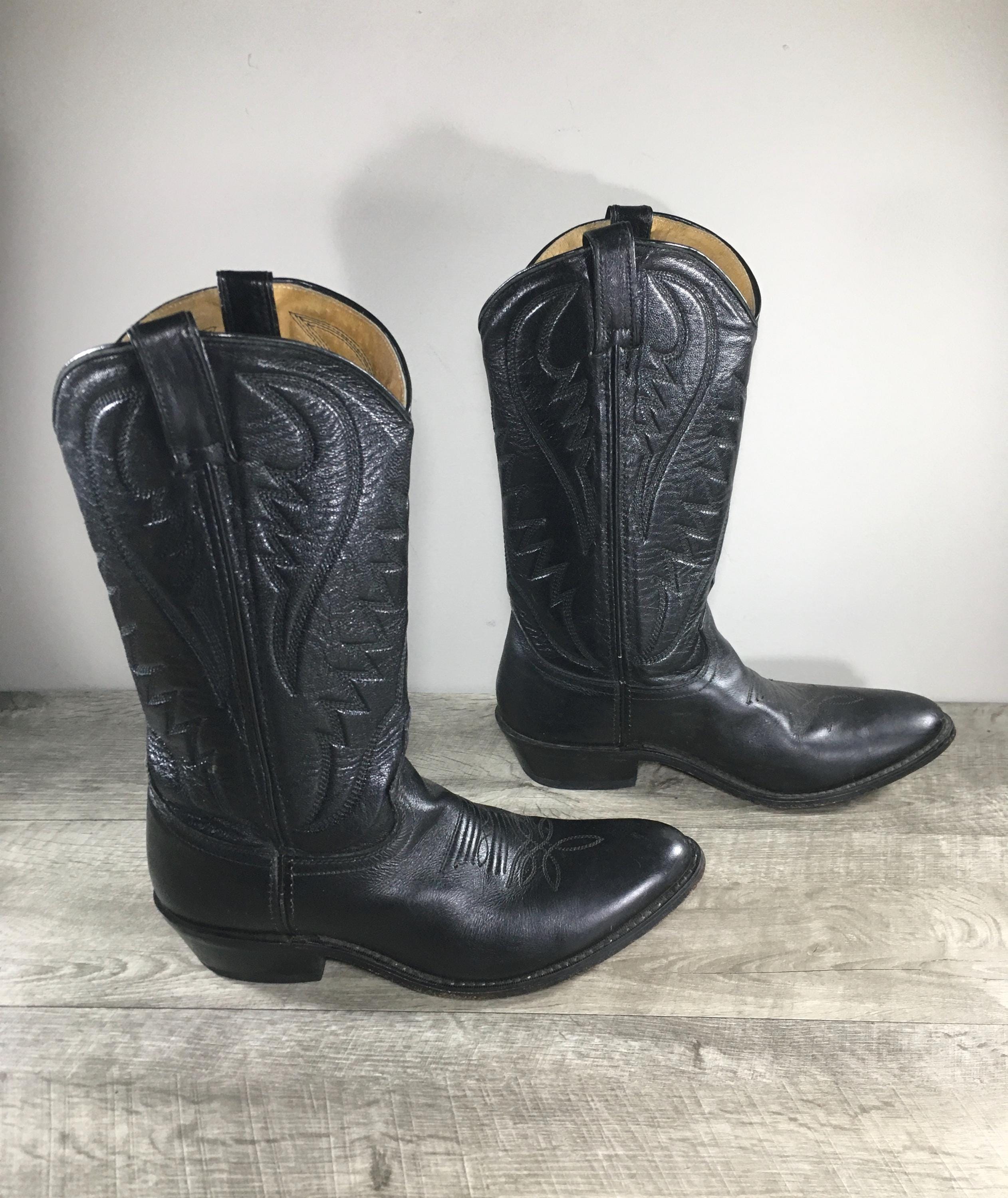 Vintage Express Rider Smooth Black Leather Cowboy Western 