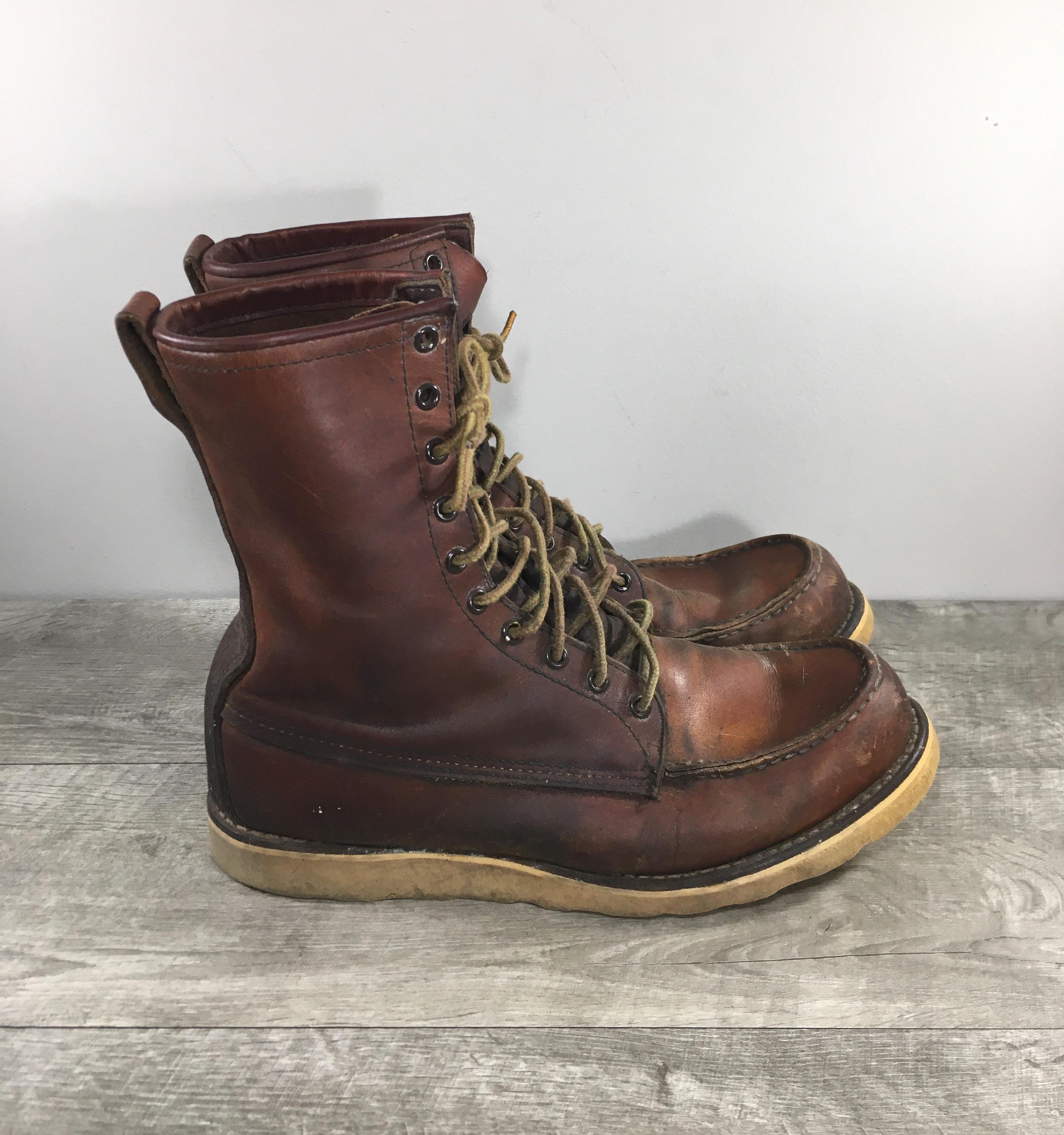 Vintage Red Wing Irish Setter 877 8-inch Moc Toe Brown Leather