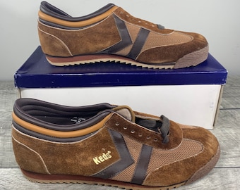 Vintage New Old Stock Keds Triple Sport Brown Distressed Leather Men’s Trainers Sneakers Kicks Shoes Size 9.5 Made in Korea