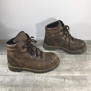 Vintage Dr. Doc Martens Industrial  Womens Leather Steel Safety Toe Punk Goth Grunge Boots Size UK 5 US 7 Made in England
