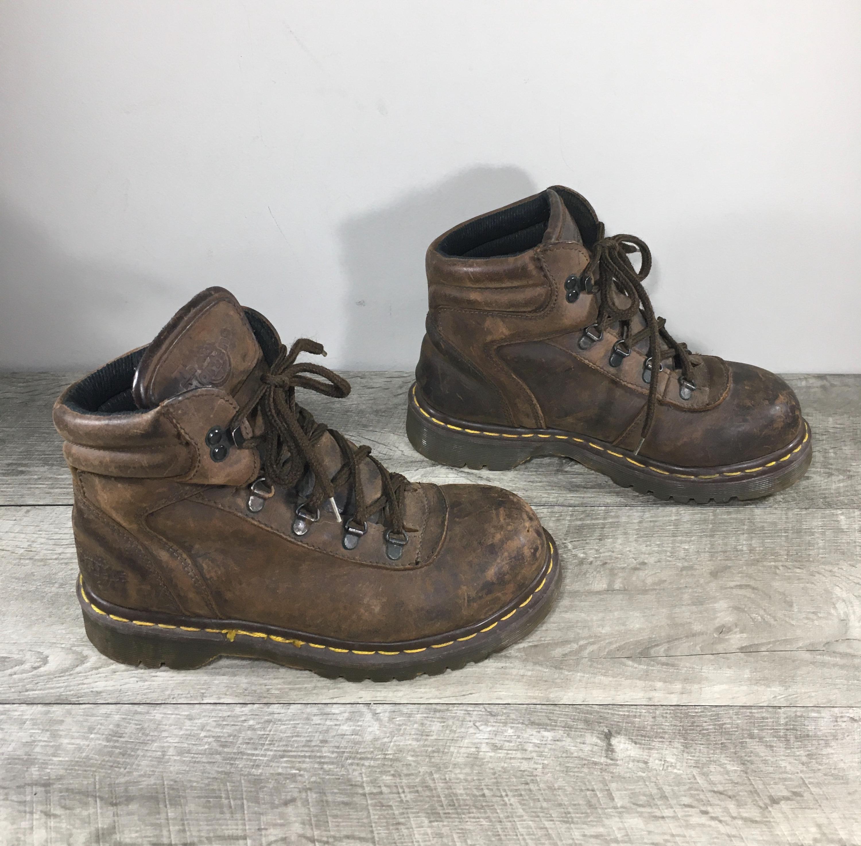 Vintage Dr. Doc Martens Industrial Womens Leather Steel Safety Toe