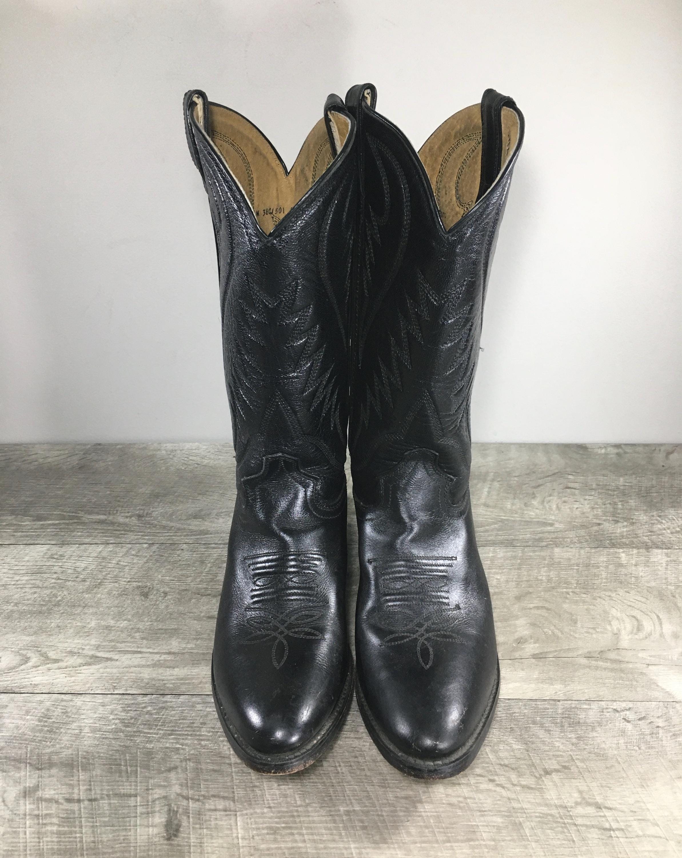 Vintage Express Rider Smooth Black Leather Cowboy Western 