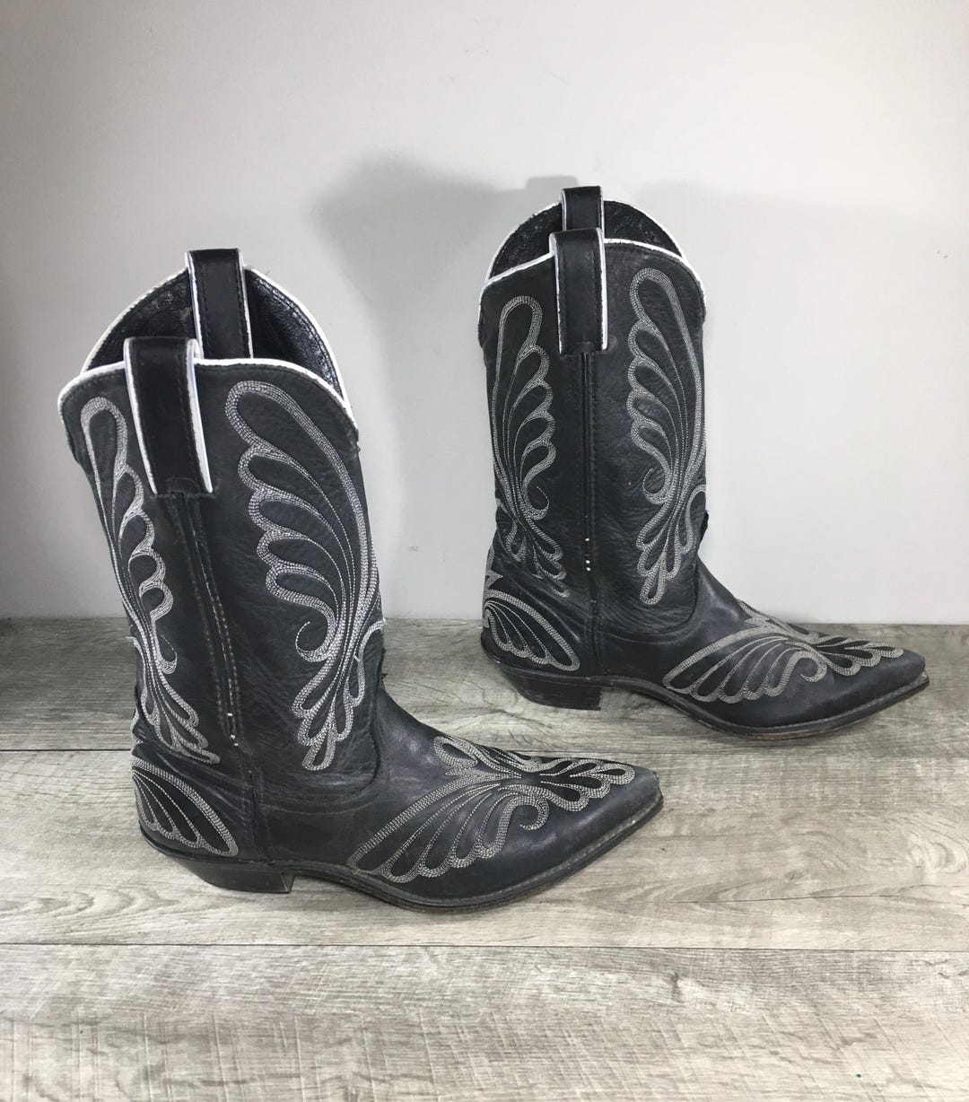Vintage Code West Western Black Black and Gray Womens Riding Cowgirl ...