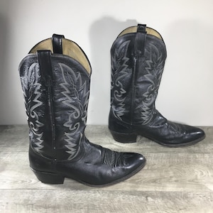 Vintage Dan Post 110R Milwaukee Black Leather Cowboy Western Rancher Riding Mens Boots Made in USA Size 12