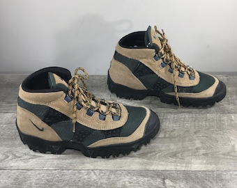 Zapatillas deportivas/botas de senderismo Nike Air All Condition Gear ACG Equa de cuero, estilo vintage, talla 8.5, fabricadas en Indonesia.