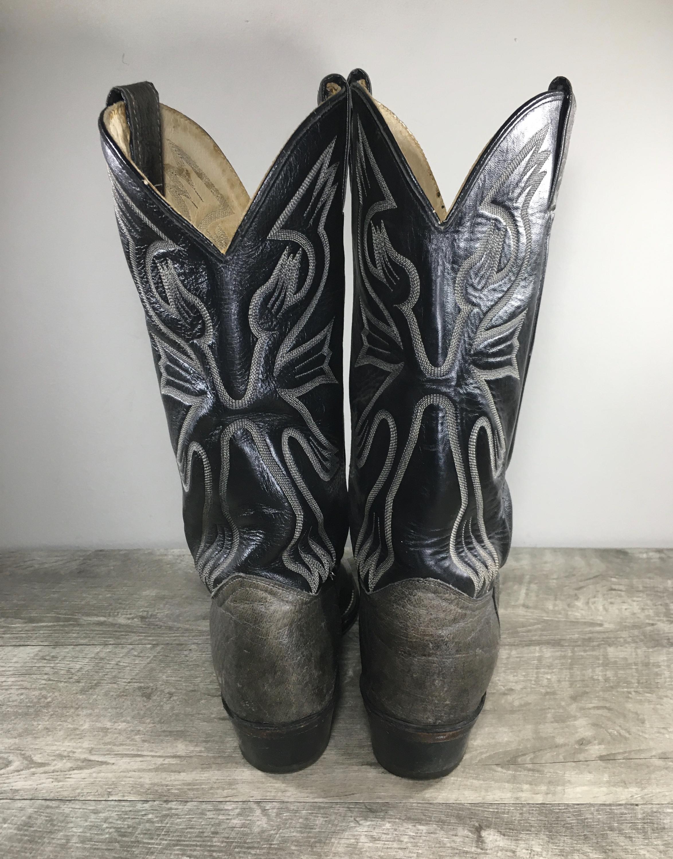 Vintage Imperial Leather 2-tone Gray and Black Mens Cowboy 
