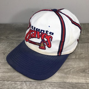 Vintage Atlanta Braves SnapBack-hoedpet The Game MLB Baseball Script wit gemaakt in Taiwan