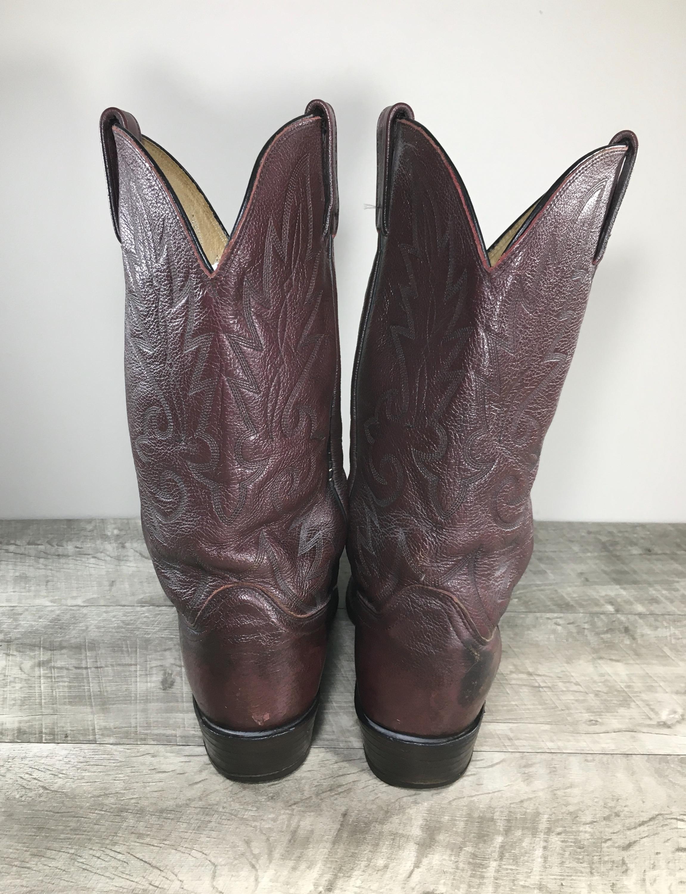 Dan Post Cowboy Boots Mens 8.5 D Burgundy Leather Western Roper Pointed Toe Dan Post Mens Size 8.5 D Burgundy Leather Cowboy Western  main image 3