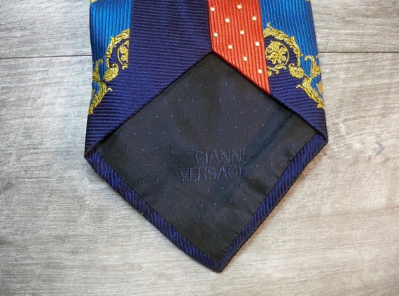 Gianni Versace Vintage Gold Medusa Silk Neck Tie … - image 6