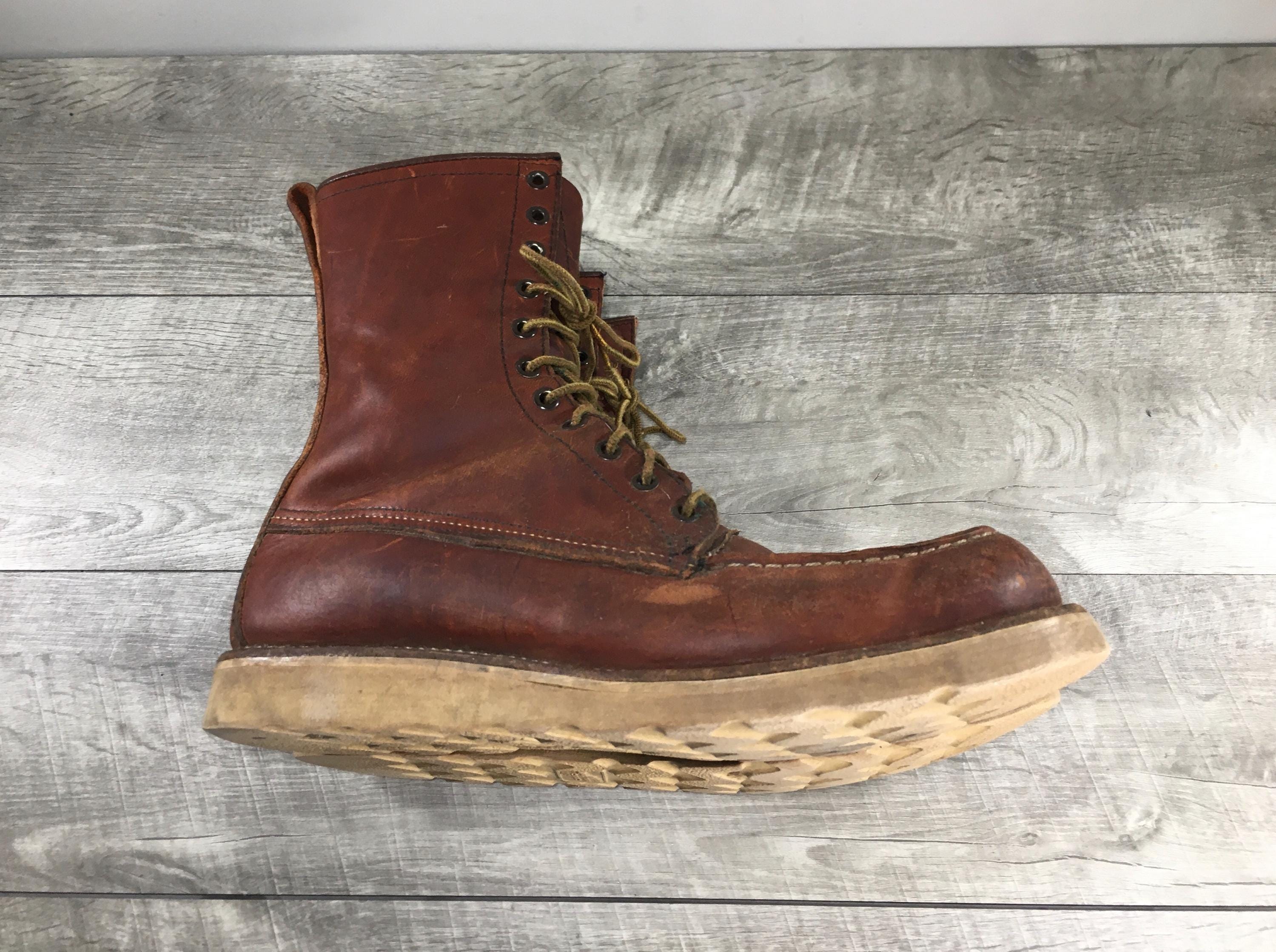 Vintage Red Wing Irish Setter 877 8-inch Moc Toe Brown Leather