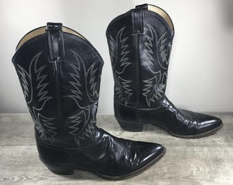 Vintage 1990s Leather Tony Lama Size Mens 10.5 EE US Cowboy Boots