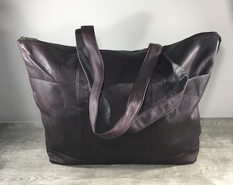 Vintage Made in Colombia Transport Leather Tote Handbag Shoulder Purse Bag Yoga