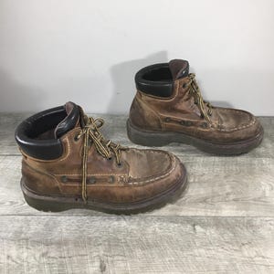 Vintage Dr. Martens 8460 Doc MIE Chunky Brown Leather Soft Toe Combat Mens Boots Size UK 8 US 9 Made in England