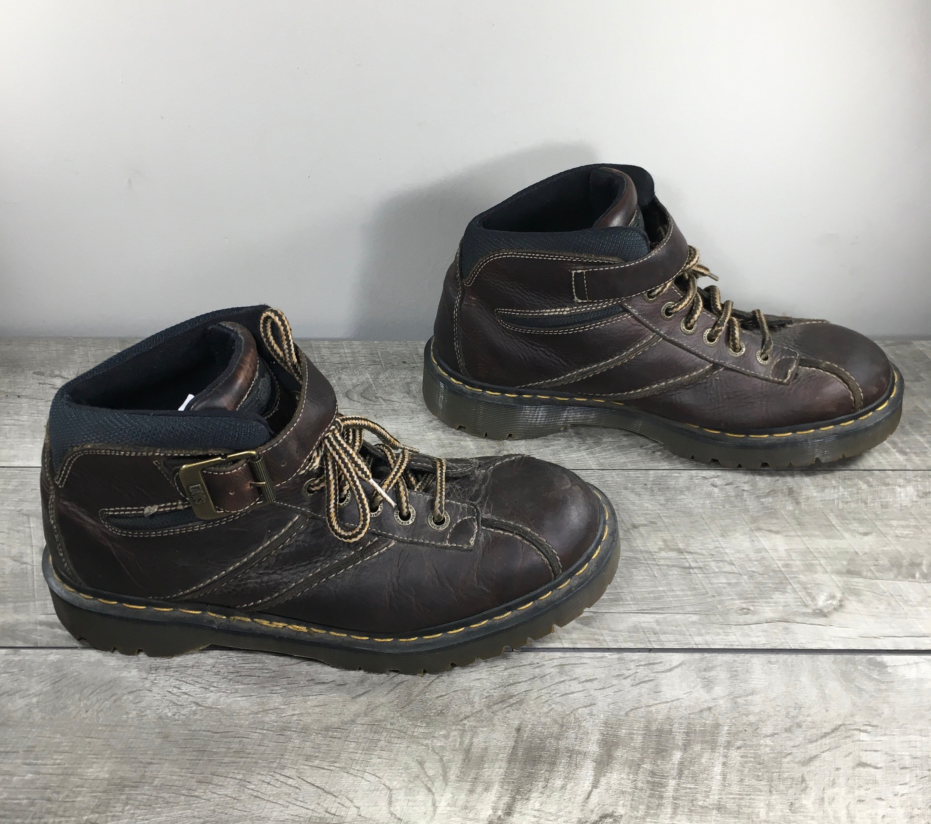 Dr Martens Mens Size 8 Boot England 9758 Vintage Leather Chunky Doc Buckle Dr. Martens Doc England Rare Vintage Black 1406 Boots Men UK  main image 3