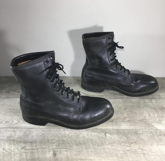 Vintage 80s Combat Mens Work Steel Toe Punk Grunge Goth Black