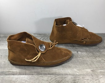 Mocassini da trekking da donna in pelle stile vintage Forest Walker Hippie Boho, taglia 7-8 US