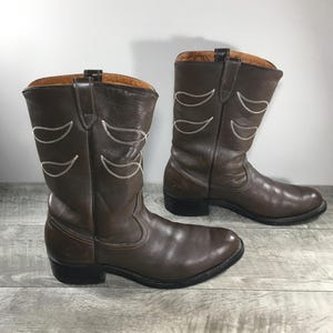 Rodeo Texas Leather Cowboy Western Pull On Men’s Riding Boots Vintage Size 11.5 Medium Made in USA