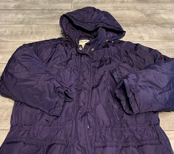 Vintage Eddie Bauer Purple Hood Parka Goose Down Puffer Women's Jacket Parka Size Medium