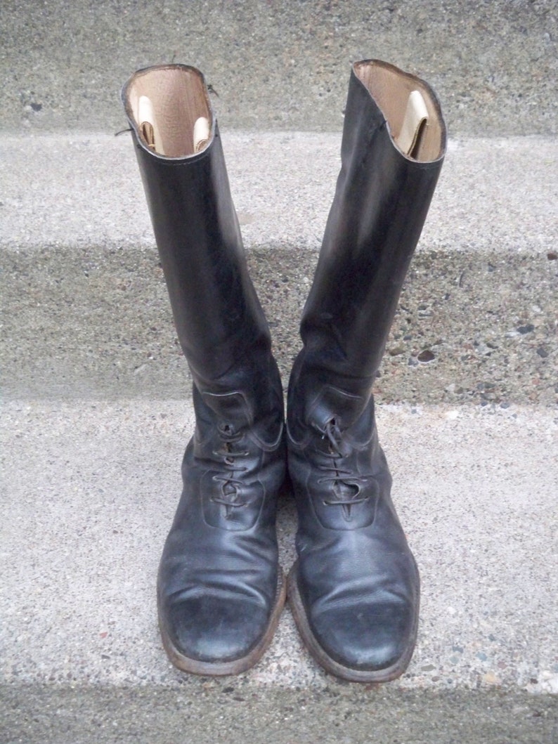 Vintage World War 2 II Era US Black Leather Calvary Riding Motorcycle