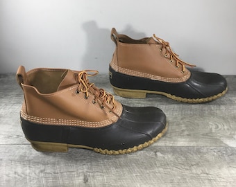 Vintage L.L. Bean heren lederen werk eend jacht zachte teen vogels kijken schoenen laarzen maat 13 medium gemaakt in de VS