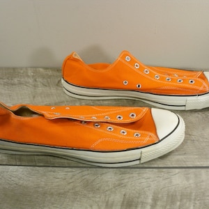 New Old Stock Vintage CONVERSE Chucks All Star Orange Canvas Low Top Men&#39;s Shoes Sneakers Kicks Made in USA Size 17
