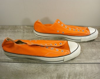 New Old Stock Vintage CONVERSE Chucks All Star Orange Canvas Low Top Men's Shoes Sneakers Kicks Made in USA Size 17