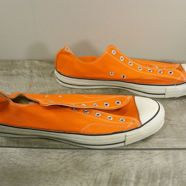 New Old Stock Vintage CONVERSE Chucks All Star Orange Canvas Low Top Men's Shoes Sneakers Kicks Made in USA Size 17