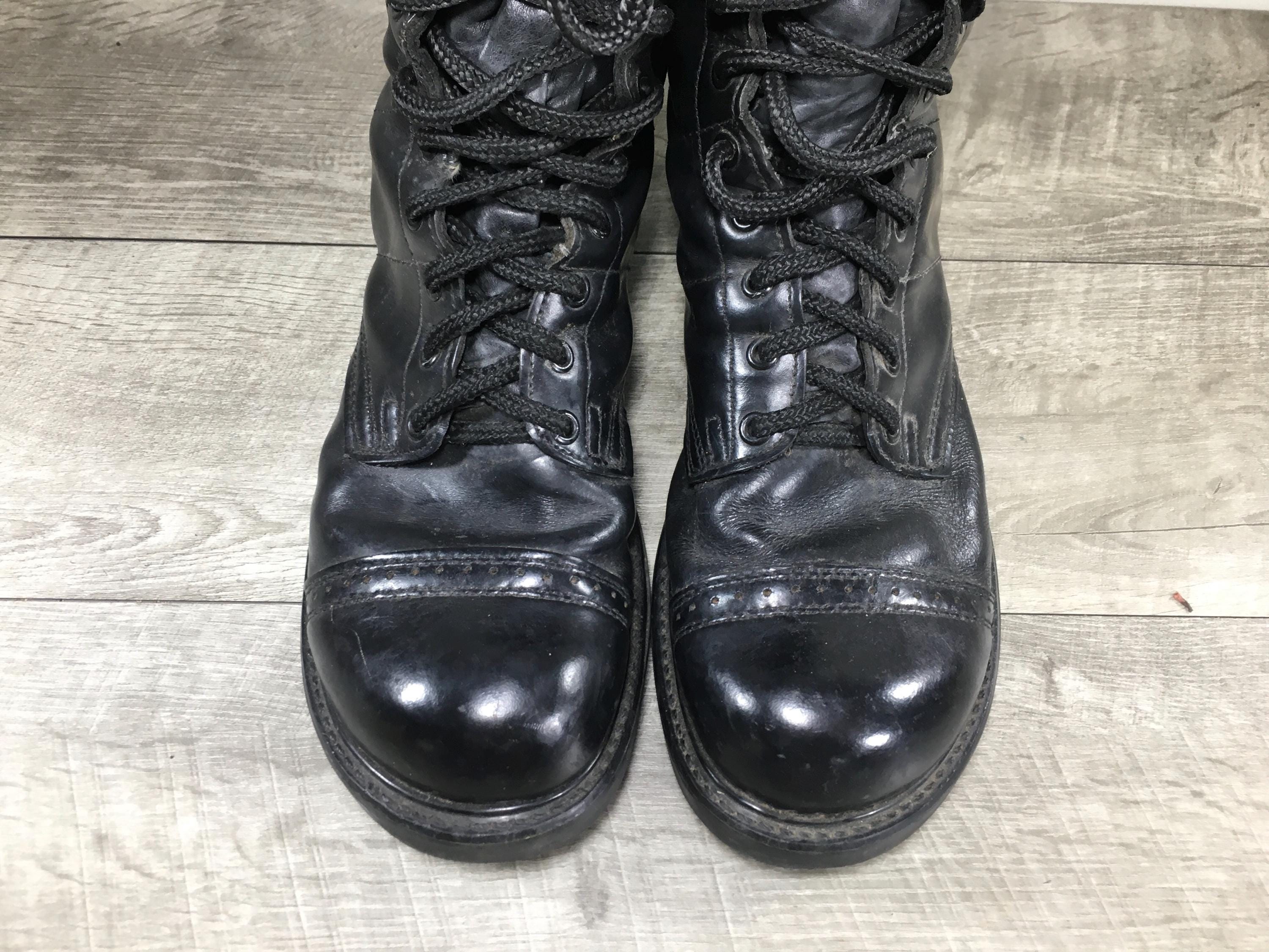 Double H Jump Boots Men’s Black Leather Combat Boots Size 13.5 Lace Up Mid Calf Mens Double H Combat Black Leather Paratrooper Jump Cap Toe  main image 4