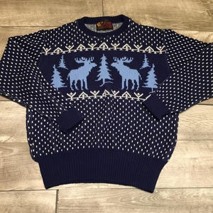 Vintage 1960s Jersild Orlon Blue Crewneck Pullover Ski Sweater Vintage Size Medium Made in USA