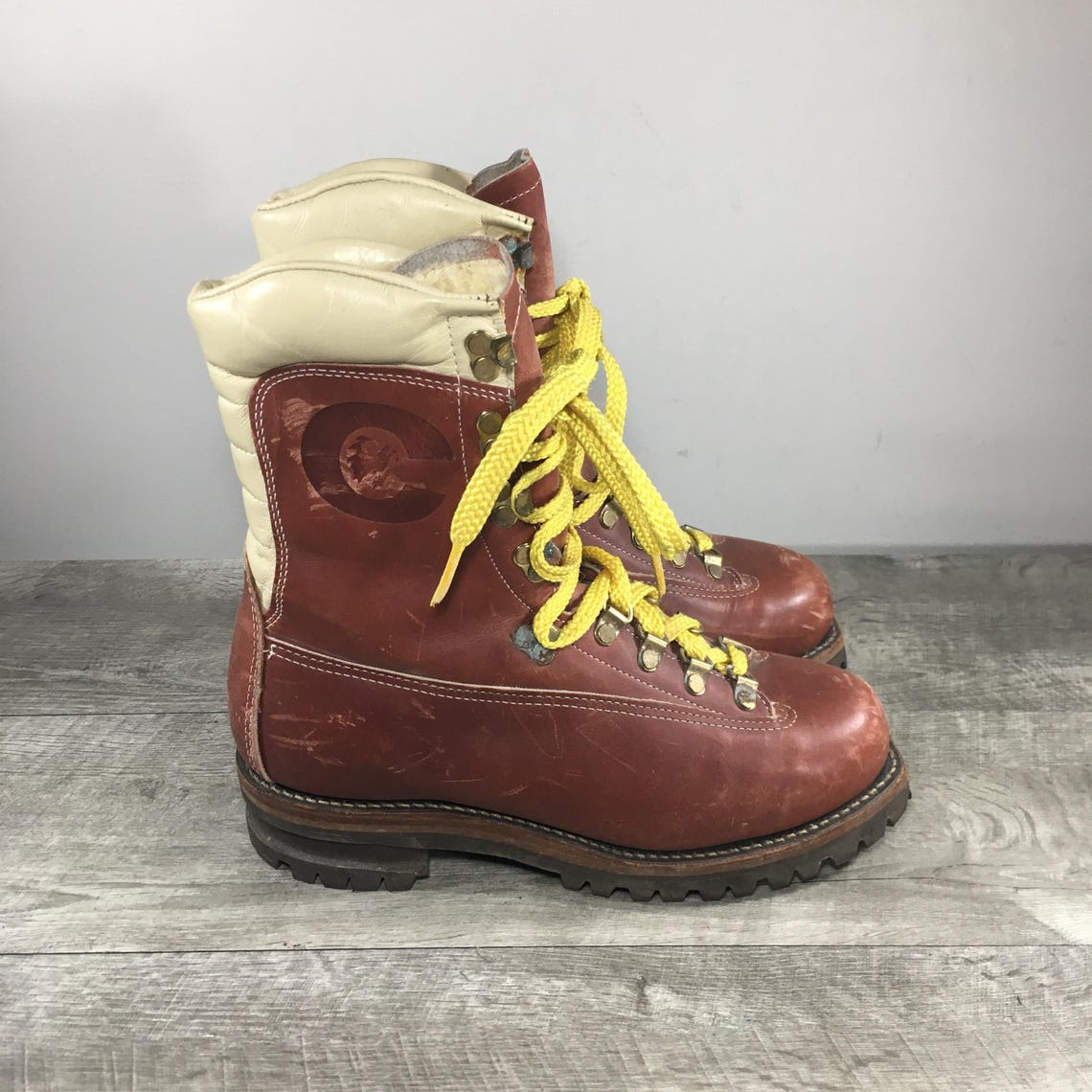 Vintage Chippewa Arctic 50 Mountain Climbing Hiking Sherpa Leather Men's Boots Size 6 Medium Made in USA, Foto 2 von 5