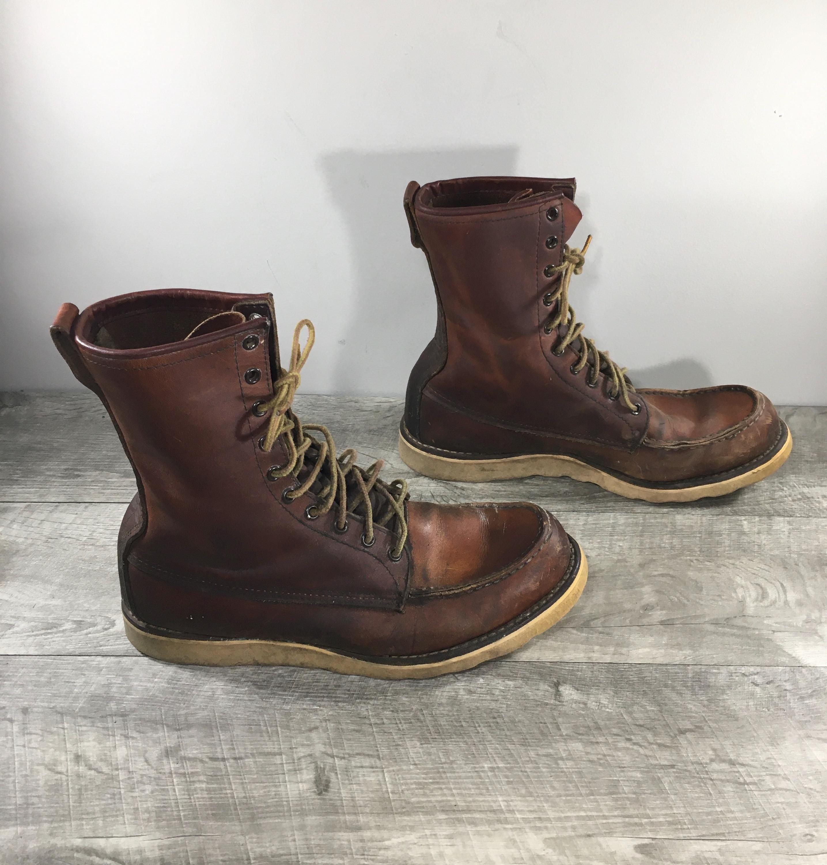 Vintage Red Wing Irish Setter 877 8-inch Moc Toe Brown Leather