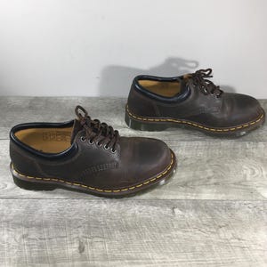 Dr. Martens Boston Docs Men’s Chunky Derby Brown Distressed Leather Soft Toe Shoes Size UK 13 US 14 DMs