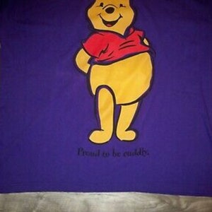 Vintage 1990s Winnie The Pooh HUGE Purple Print T Shirt Tee Adult Size XL Xlarge image 3