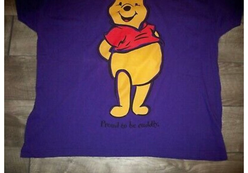 Vintage 1990s Winnie The Pooh HUGE Purple Print T Shirt Tee Adult Size XL Xlarge image 3