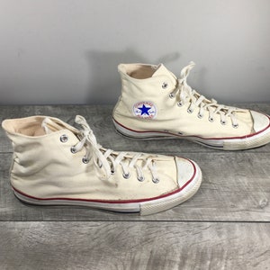 Vintage CONVERSE Chucks All Star Tan Canvas High Top Men&#39;s Shoes Sneakers Kicks Made in USA Size 12