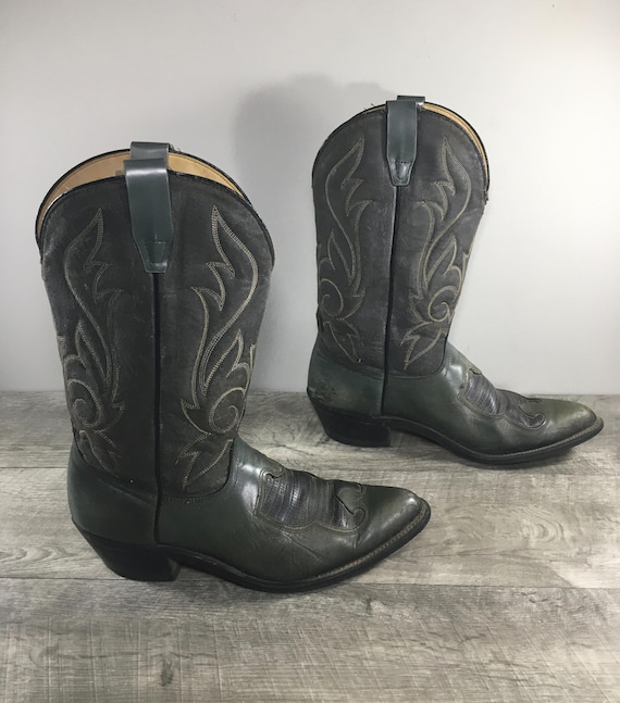 Vintage Laredo Riding Boots Vintage Laredo Cowboy Boots 6.5M Black/Brown Leather Western  main image 4