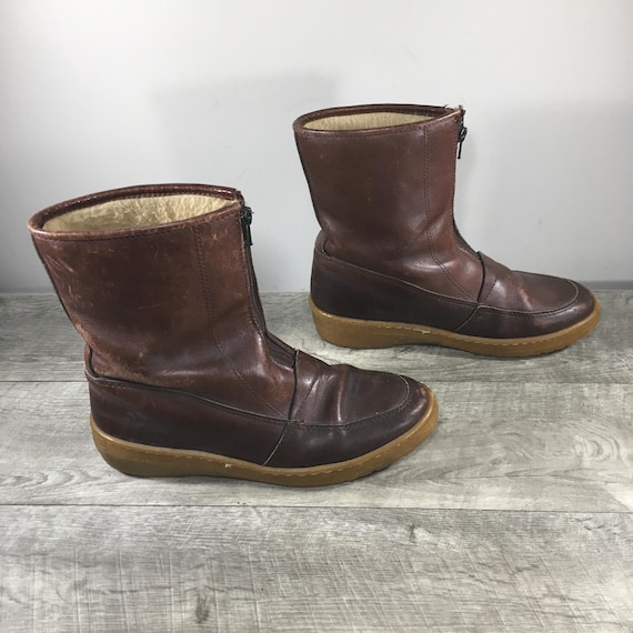 Vintage L.L. Bean Hiking Sherpa Floaters Duck Leather Men's Hunting Boots Size 8 Medium Made in Canada