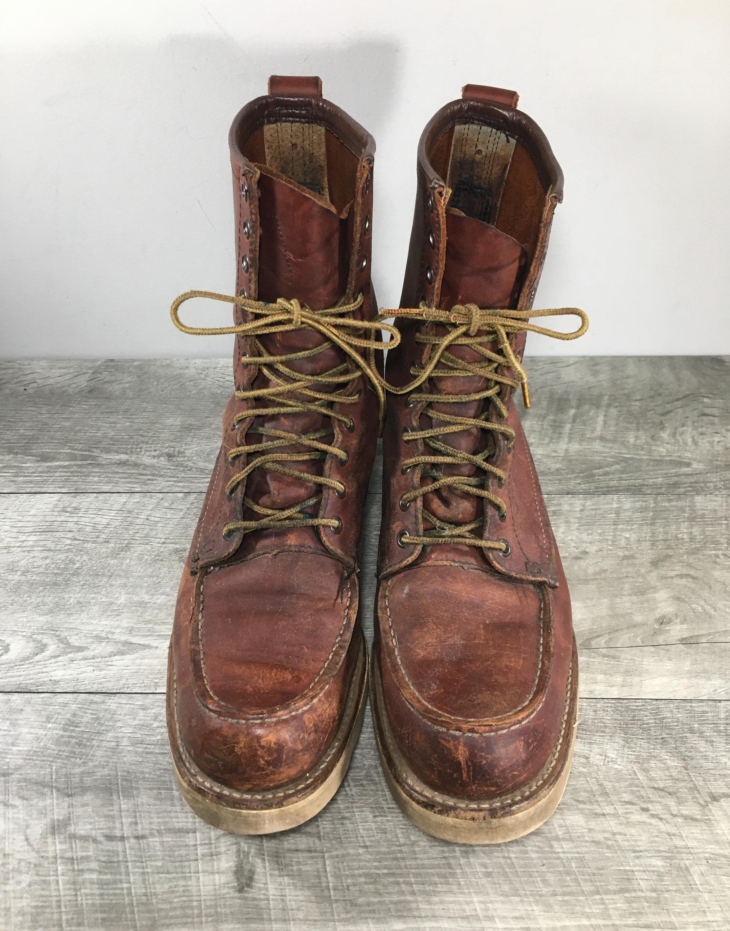 Vintage Red Wing Irish Setter 877 8-inch Moc Toe Brown Leather