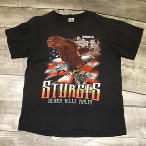 Vintage Delta Sturgis Black Hills Rally Motorcycle Moto x Shirt T-shirt Size Large Knit in USA Sun Faded
