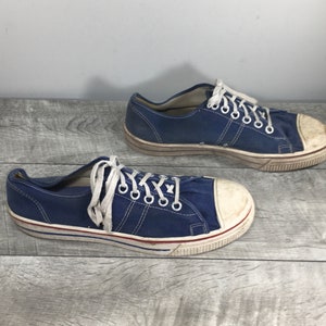 Vintage Trax Mens Low Top Dark Blue Canvas Shoes Sneakers Kicks Trainers Made in USA Size 12