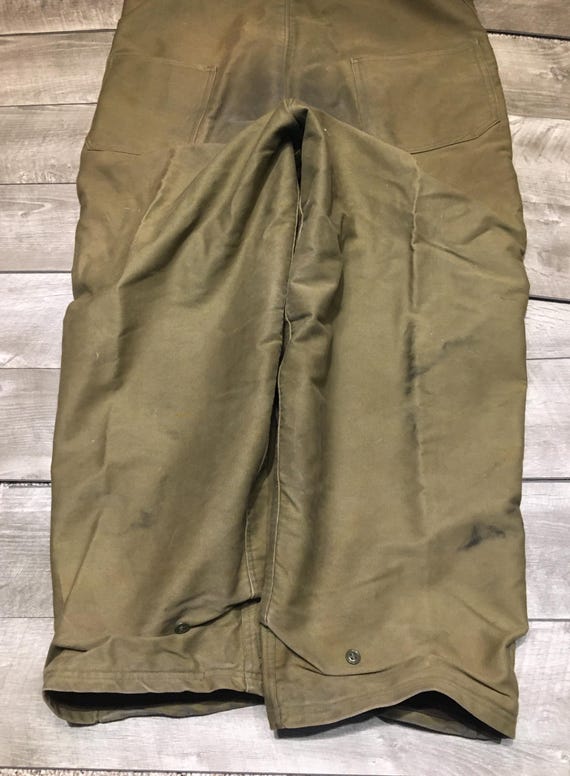 Vintage 40s WW2 WWII US Navy Tanker Bibs Overall Pants Olive Green