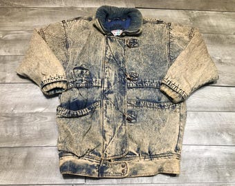 Paris Sport Club Barn Trucker Workwear Denim Jean Womens Jacket Vintage Size Medium Made in Macau