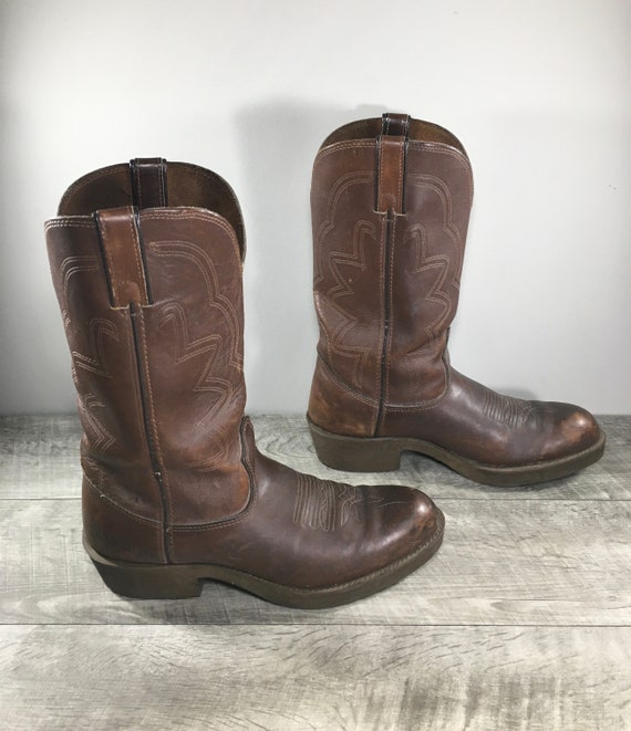 Vintage Durango Made in USA Western Leather Soft Toe Brown Mens 
