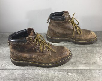 Vintage Dr. Docs Martens Doc 939 Lace Up Soft Toe Mens Brown Leather Combat Boots Size UK 7 US 8 Made in England