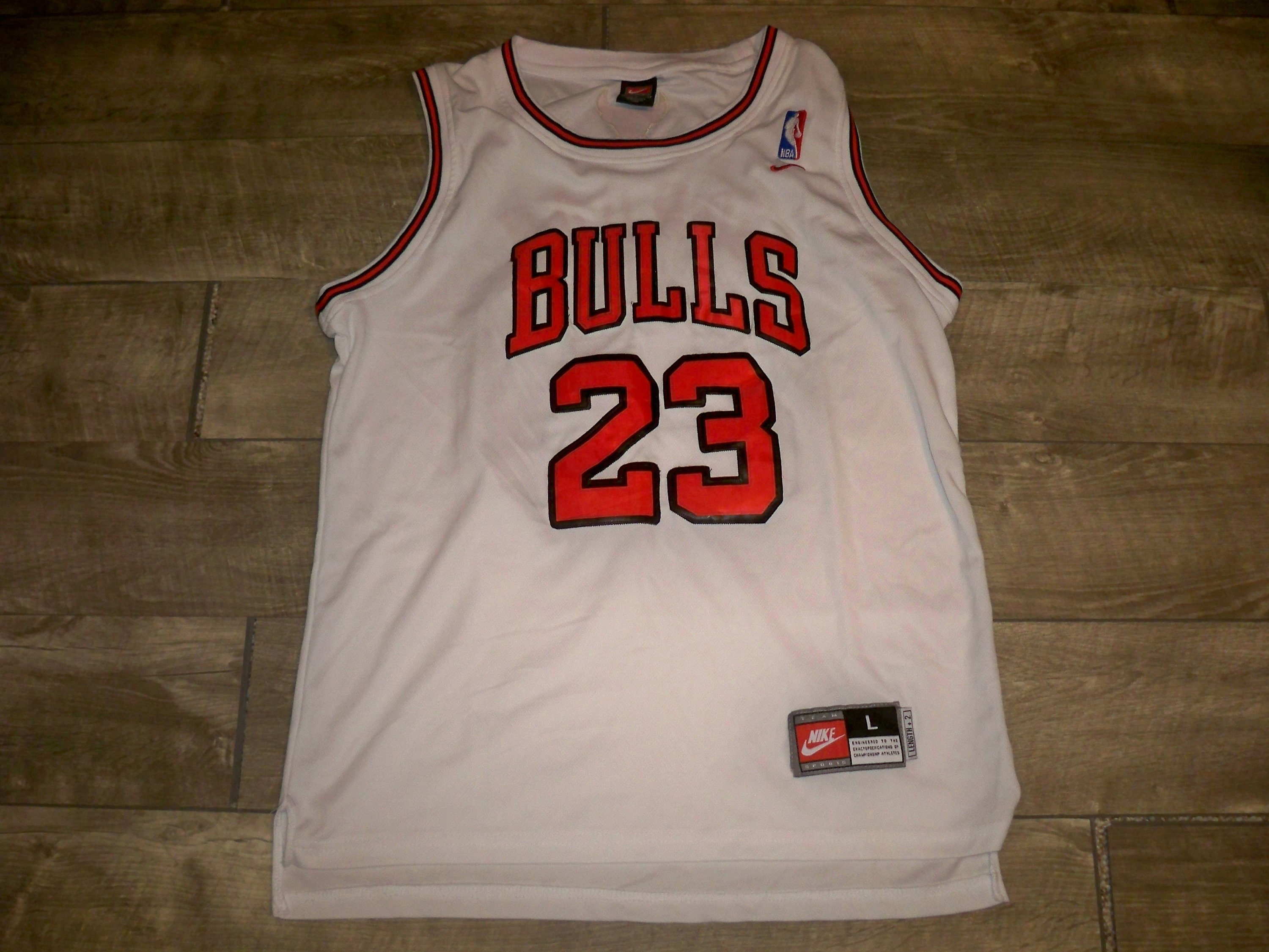 VTG Team Nike Chicago Bulls #23 Michael Jordan Jersey Black Red Striped Sz  52