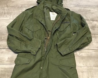 Vintage Winfield Mfg US Army Air Force Cold Weather Jacket OG-107 Field Size Xsmall Regular Made in USA