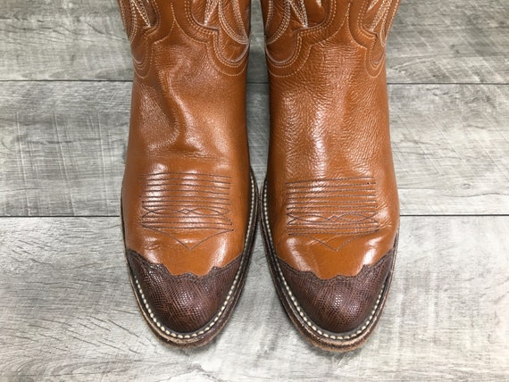 Vintage Dan Post Cowboy Western Brown Soft Leathe… - image 4