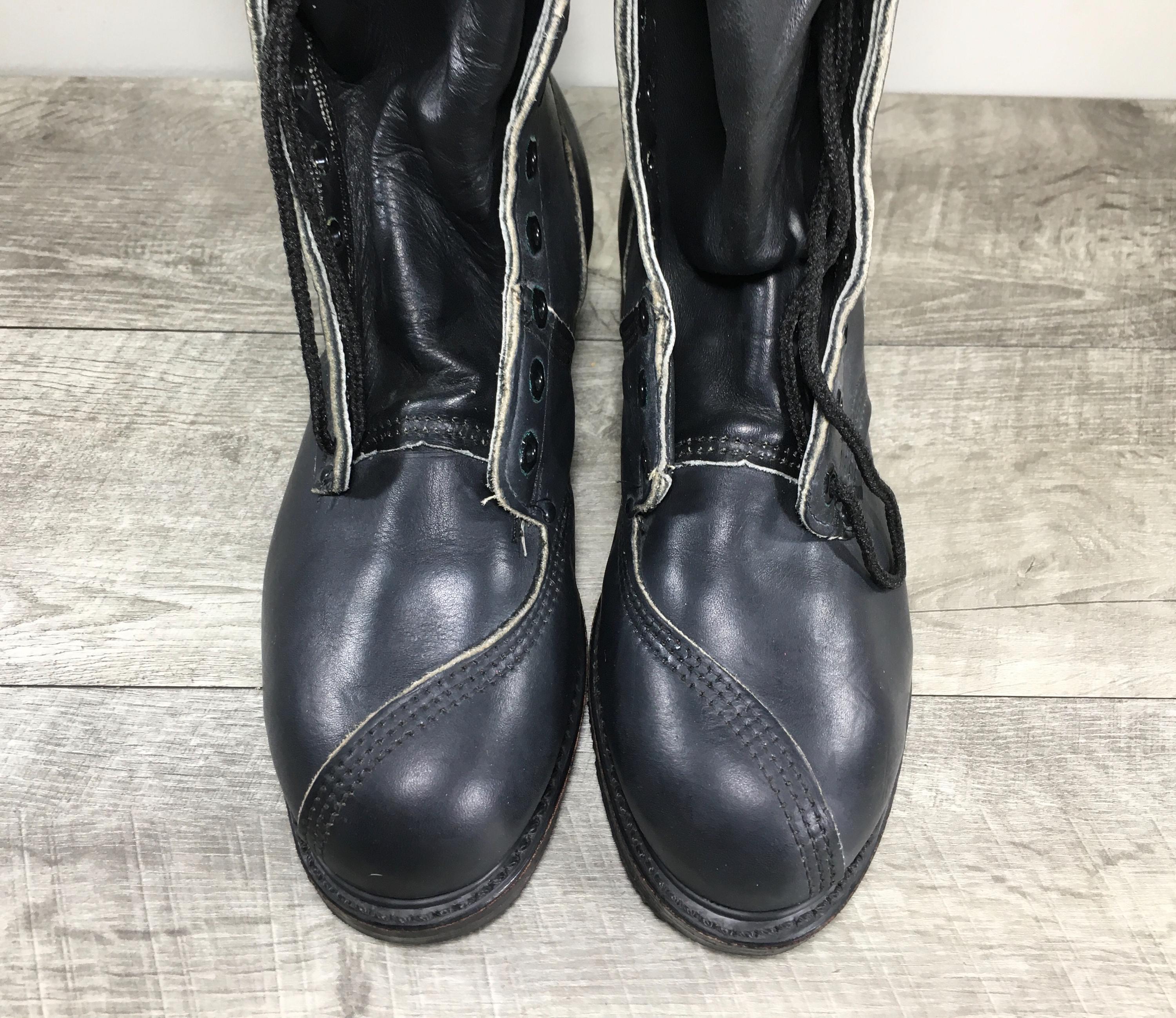 New LINESMAN Vintage WAXED HANDMADE Boot Steel Toe Climber Combat Work UNISEX Vintage Linesman Boot Steel Toe Climber Combat Work Black  main image 4