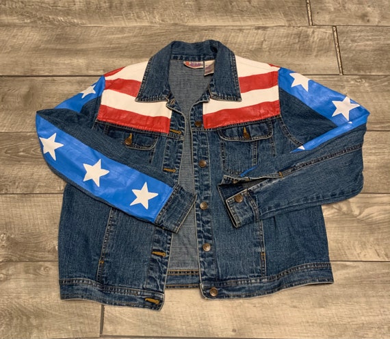 Vintage Bill Blass Hand Painted Denim Jean Trucker Women's